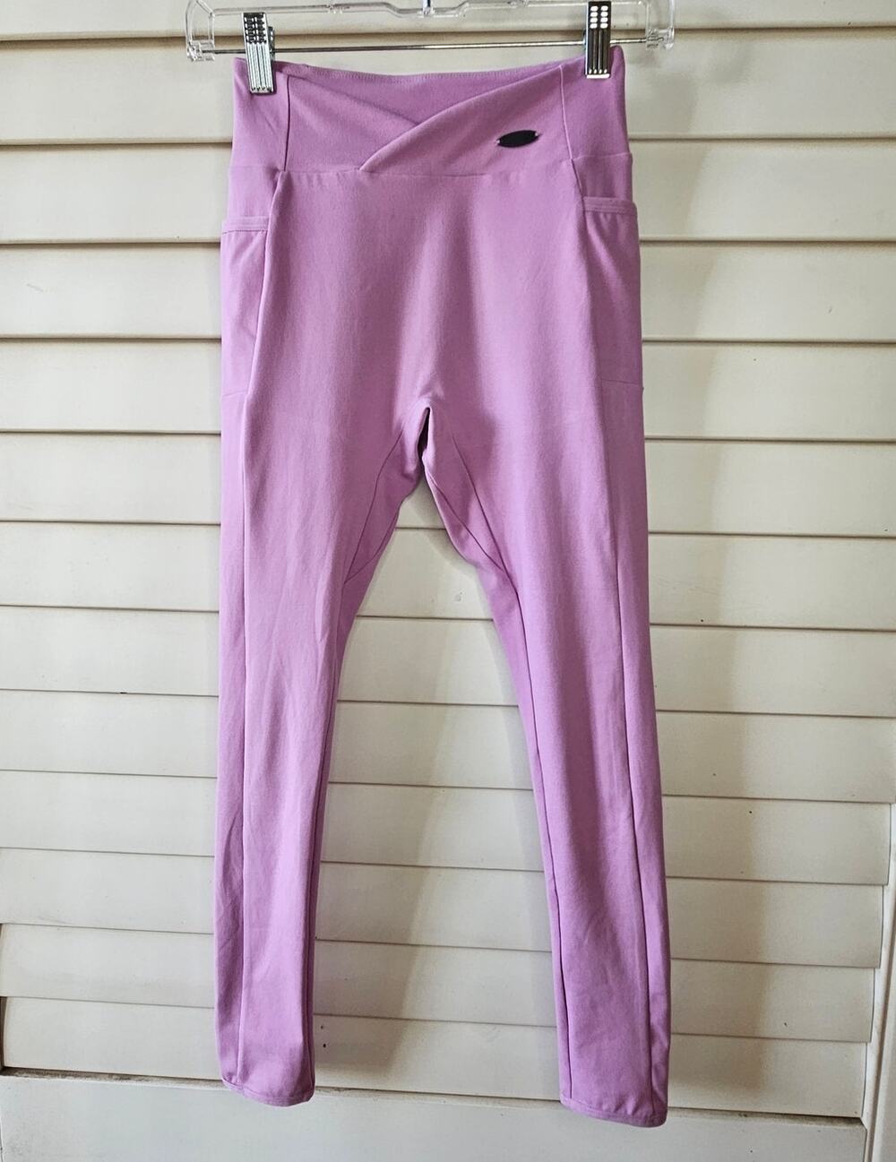 Gymshark Poise Leggings Pink Crossover High Waist Ankle Length in Pastel Grape